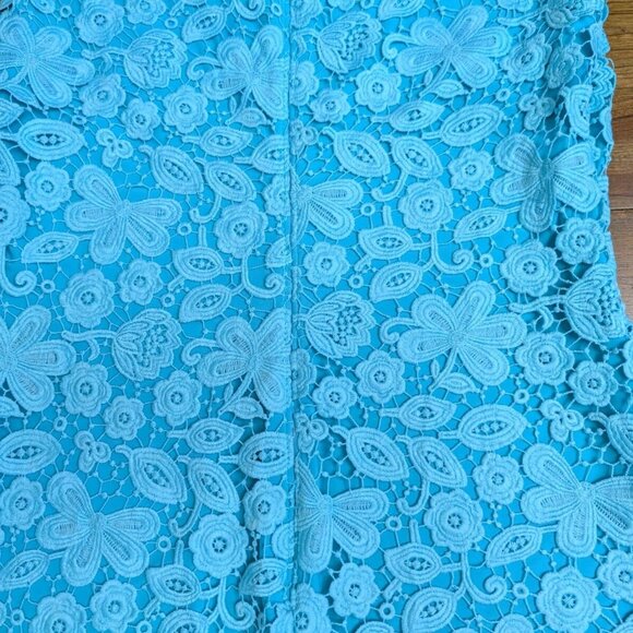Lauren Ralph Lauren Womens 6 Turquoise Skylight Floral Lace Overlay Dress Lined - Picture 9 of 10